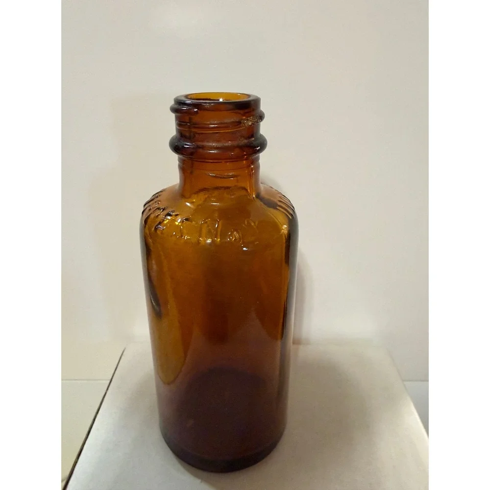 Vintage Hoppes No 9 Amber Glass Apothecary Bottle Embossed Pharmaceutical